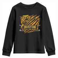 Boston Ice Hockey Youth Sweatshirt Retro Fear The Bear Funny Sarcastic Saying