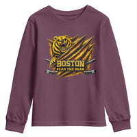 Boston Ice Hockey Youth Sweatshirt Retro Fear The Bear Funny Sarcastic Saying