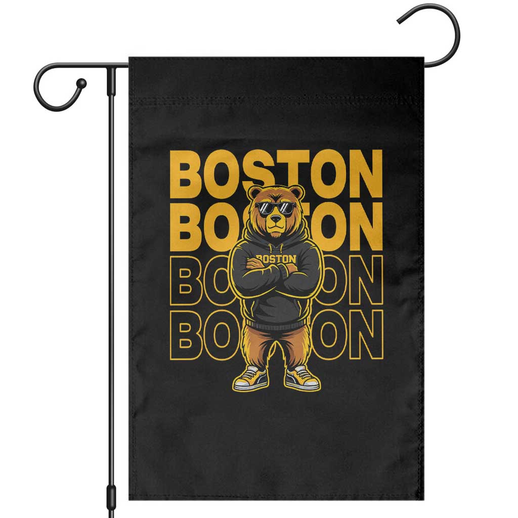 Retro Boston Ice Hockey Garden Flag Fear The Bear