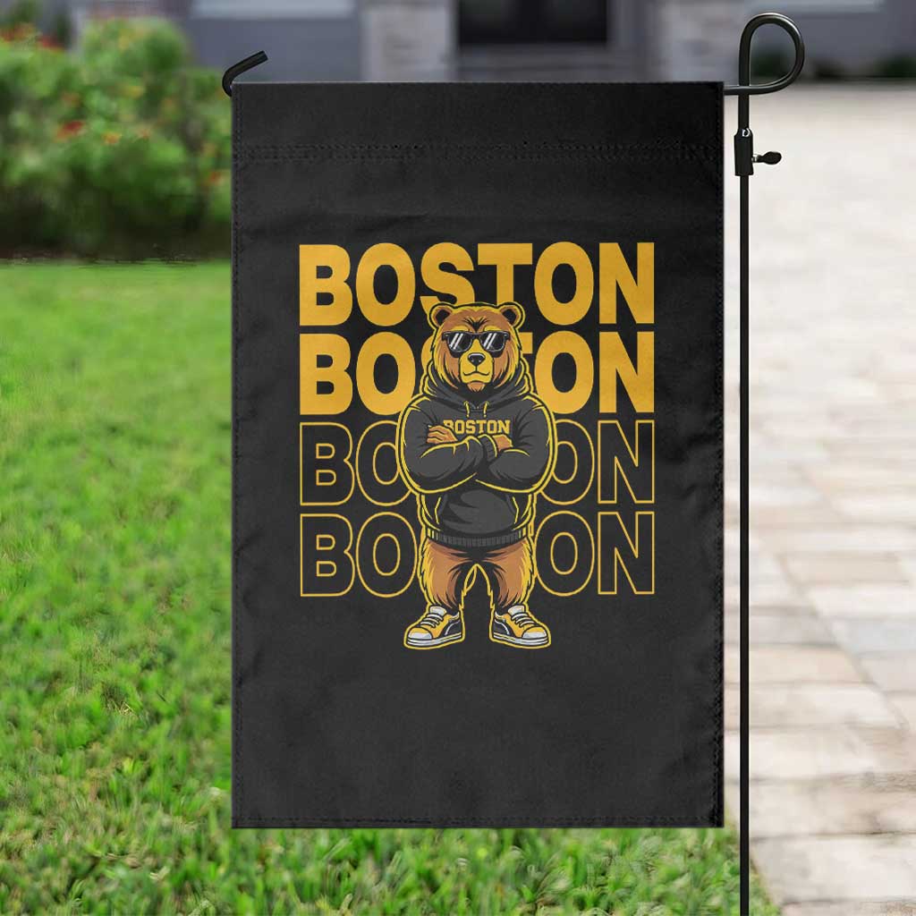 Retro Boston Ice Hockey Garden Flag Fear The Bear