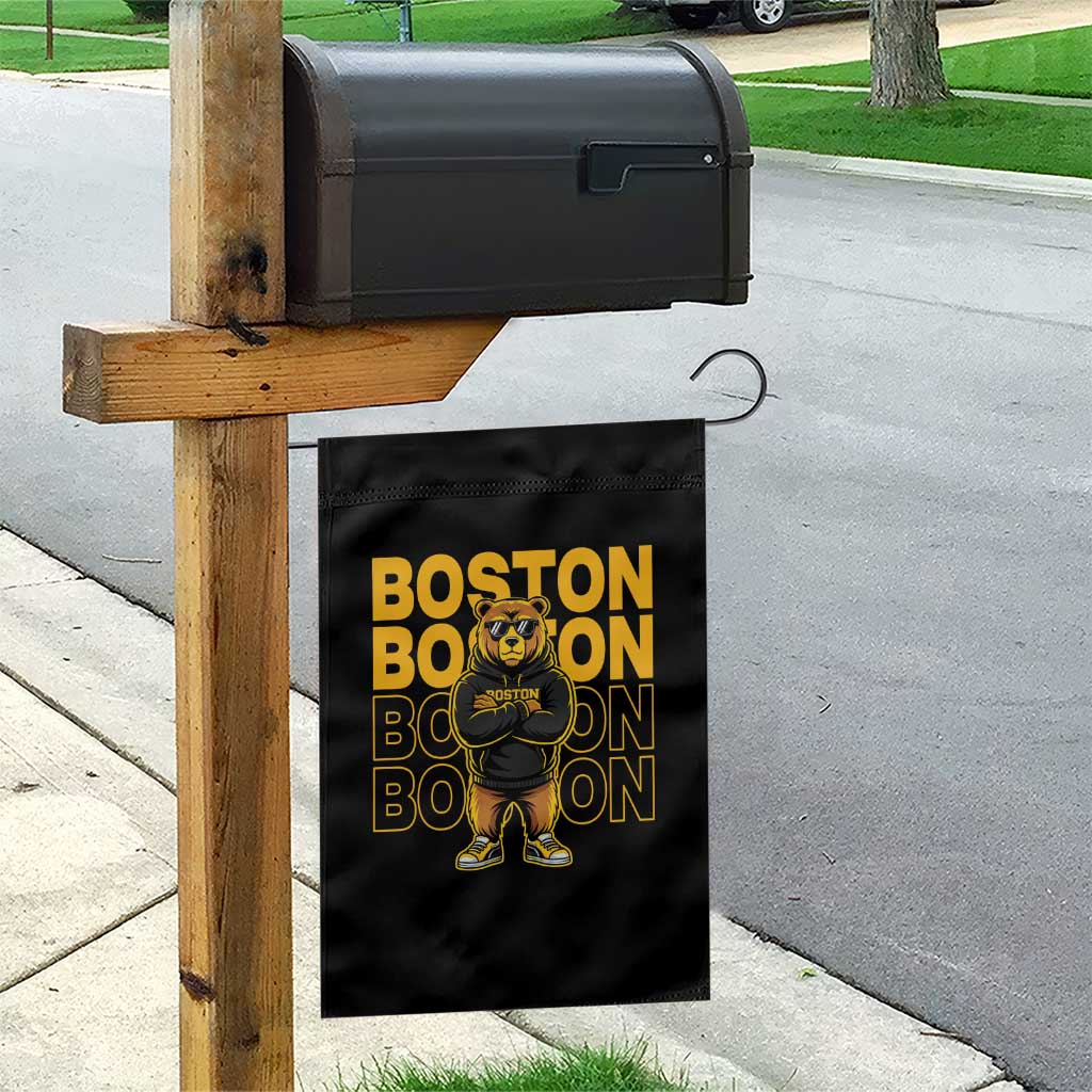 Retro Boston Ice Hockey Garden Flag Fear The Bear