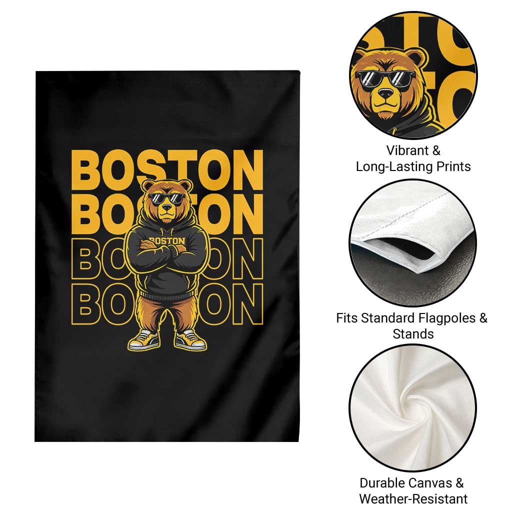 Retro Boston Ice Hockey Garden Flag Fear The Bear