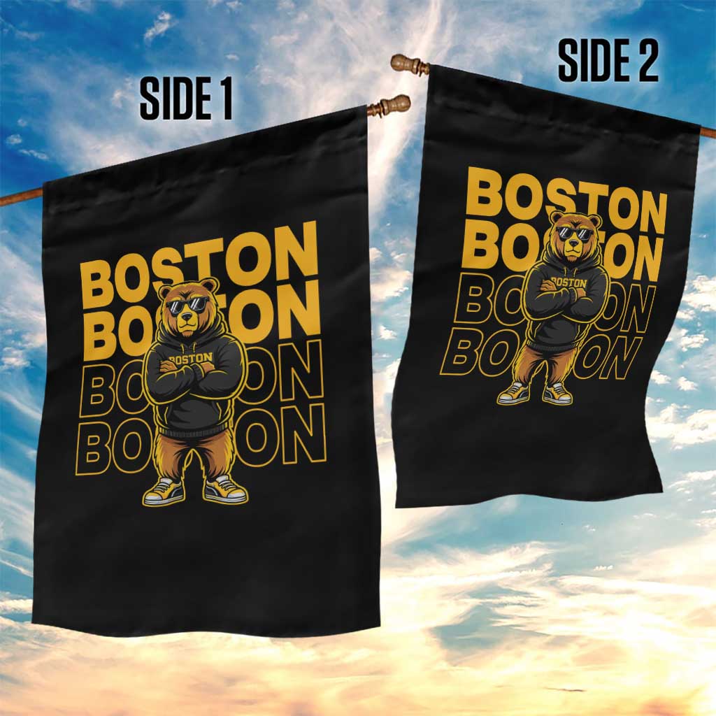 Retro Boston Ice Hockey Garden Flag Fear The Bear