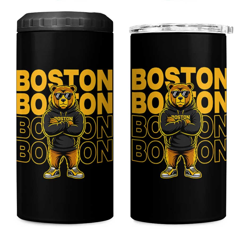 Retro Boston Ice Hockey 4 in 1 Can Cooler Tumbler Fear The Bear