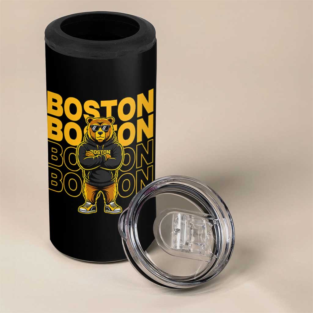 Retro Boston Ice Hockey 4 in 1 Can Cooler Tumbler Fear The Bear