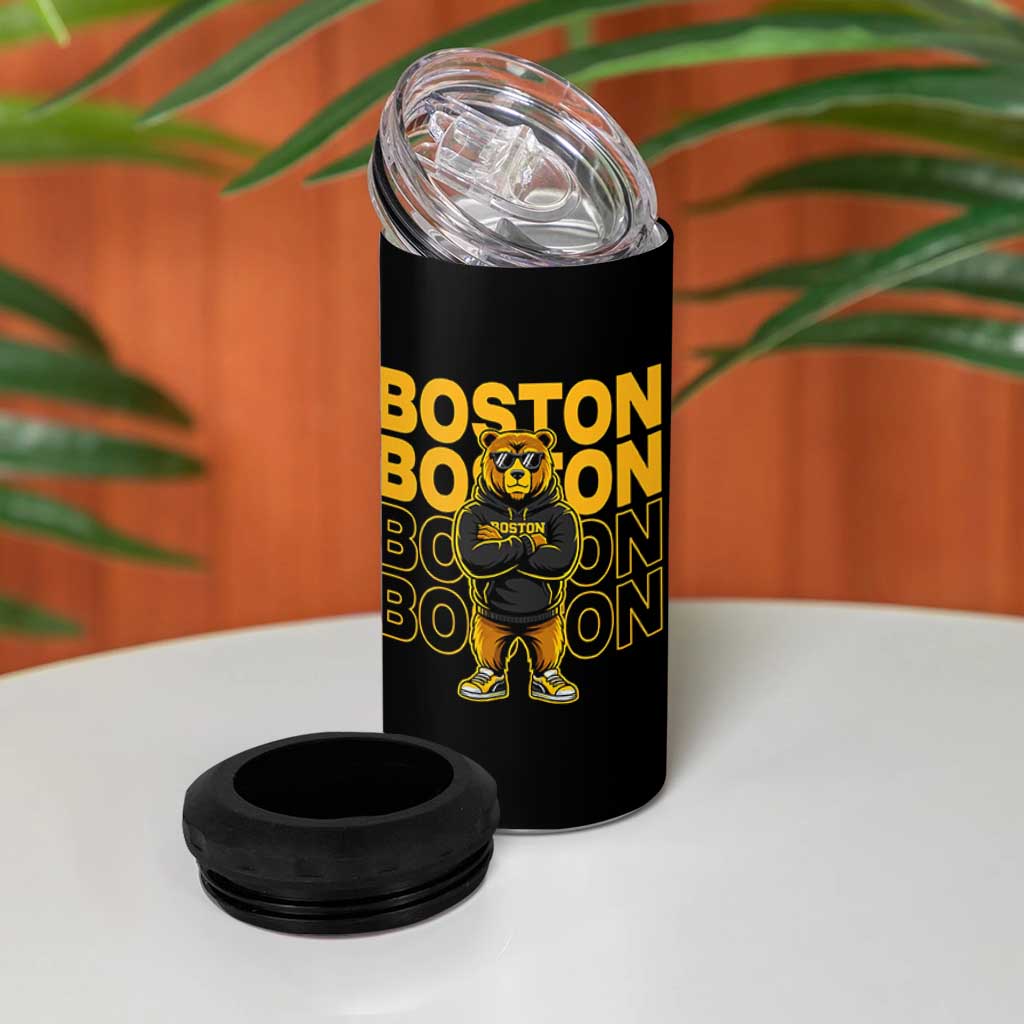Retro Boston Ice Hockey 4 in 1 Can Cooler Tumbler Fear The Bear