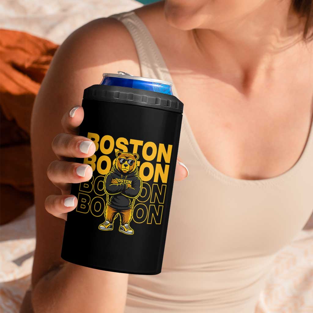 Retro Boston Ice Hockey 4 in 1 Can Cooler Tumbler Fear The Bear