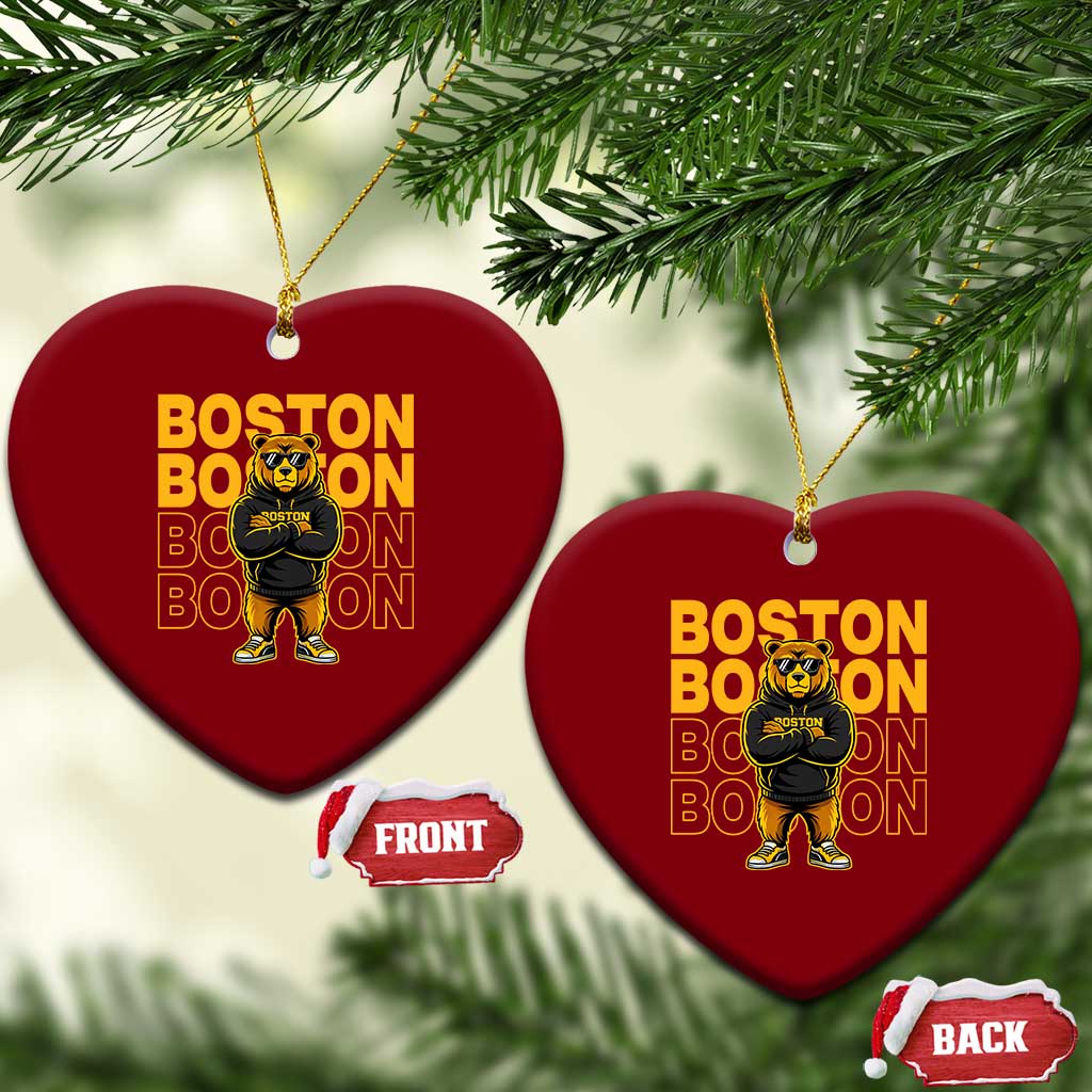 Retro Boston Ice Hockey Ceramic Ornament Fear The Bear