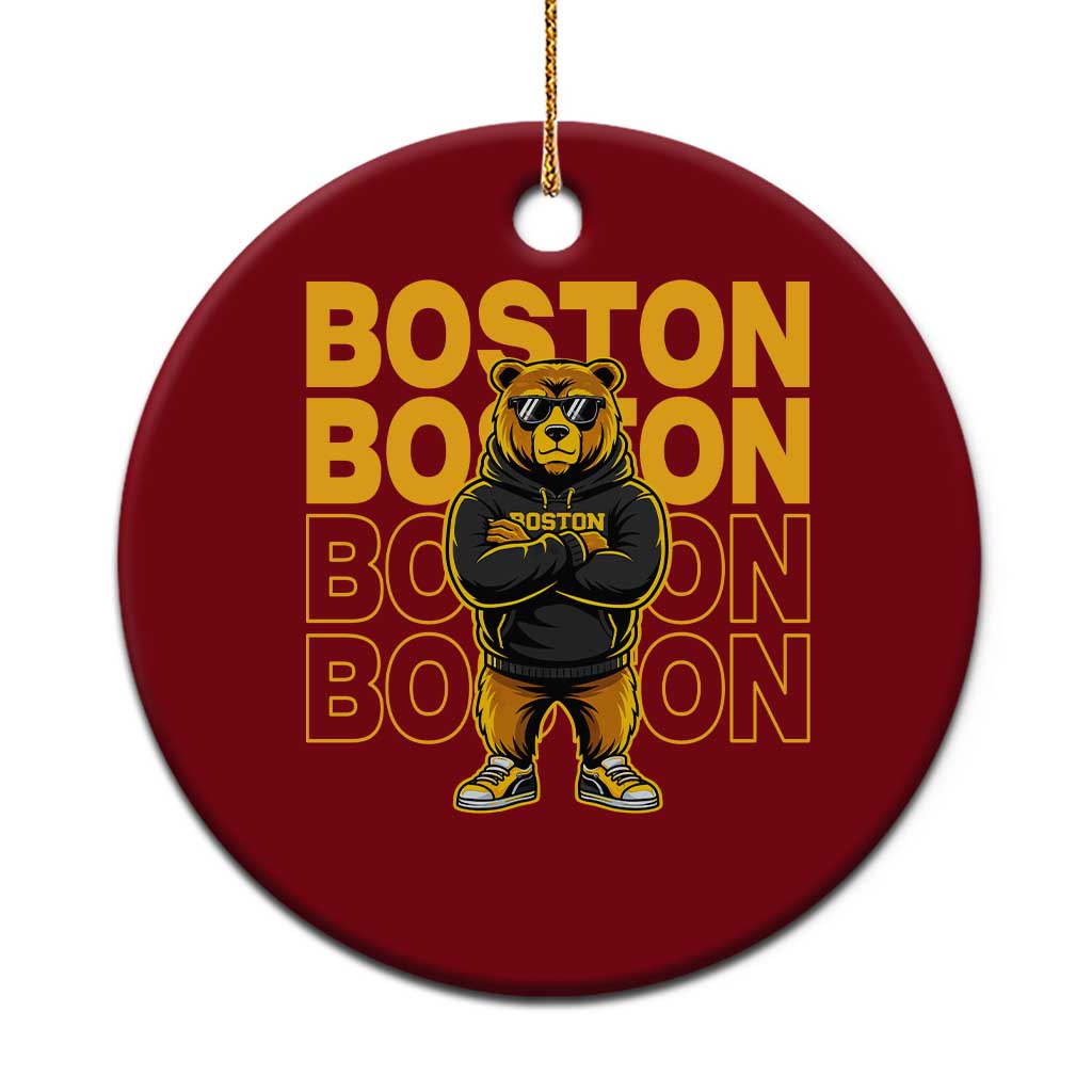 Retro Boston Ice Hockey Ceramic Ornament Fear The Bear
