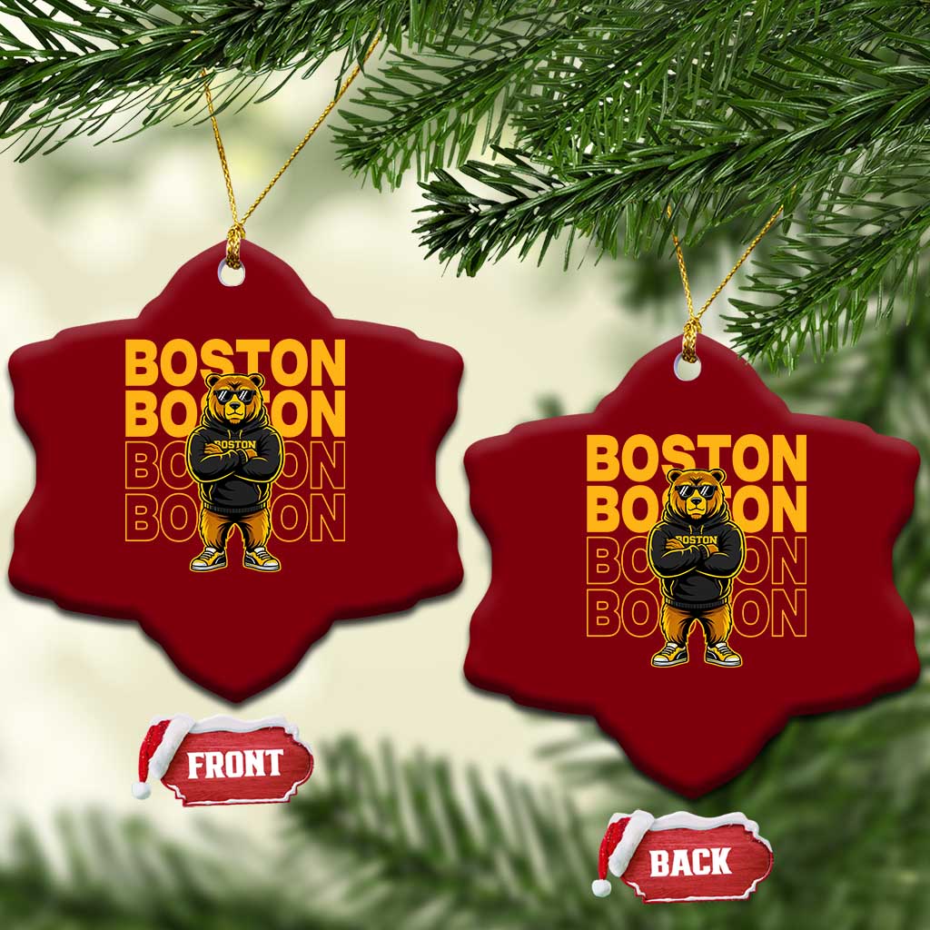 Retro Boston Ice Hockey Ceramic Ornament Fear The Bear