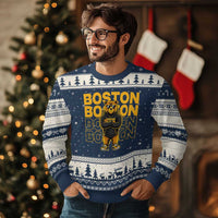Retro Boston Ice Hockey Ugly Christmas Sweater Fear The Bear