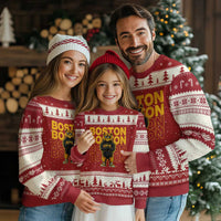Retro Boston Ice Hockey Ugly Christmas Sweater Fear The Bear