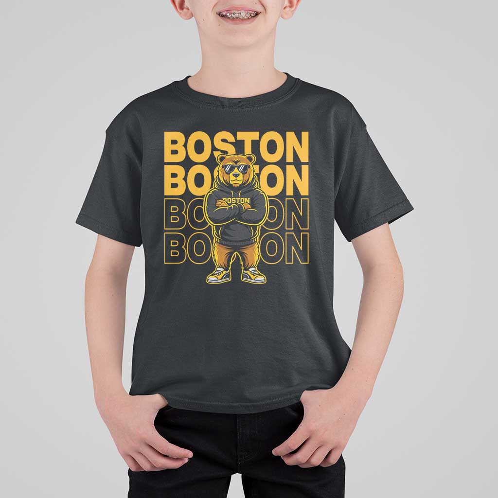 Retro Boston Ice Hockey T Shirt For Kid Fear The Bear