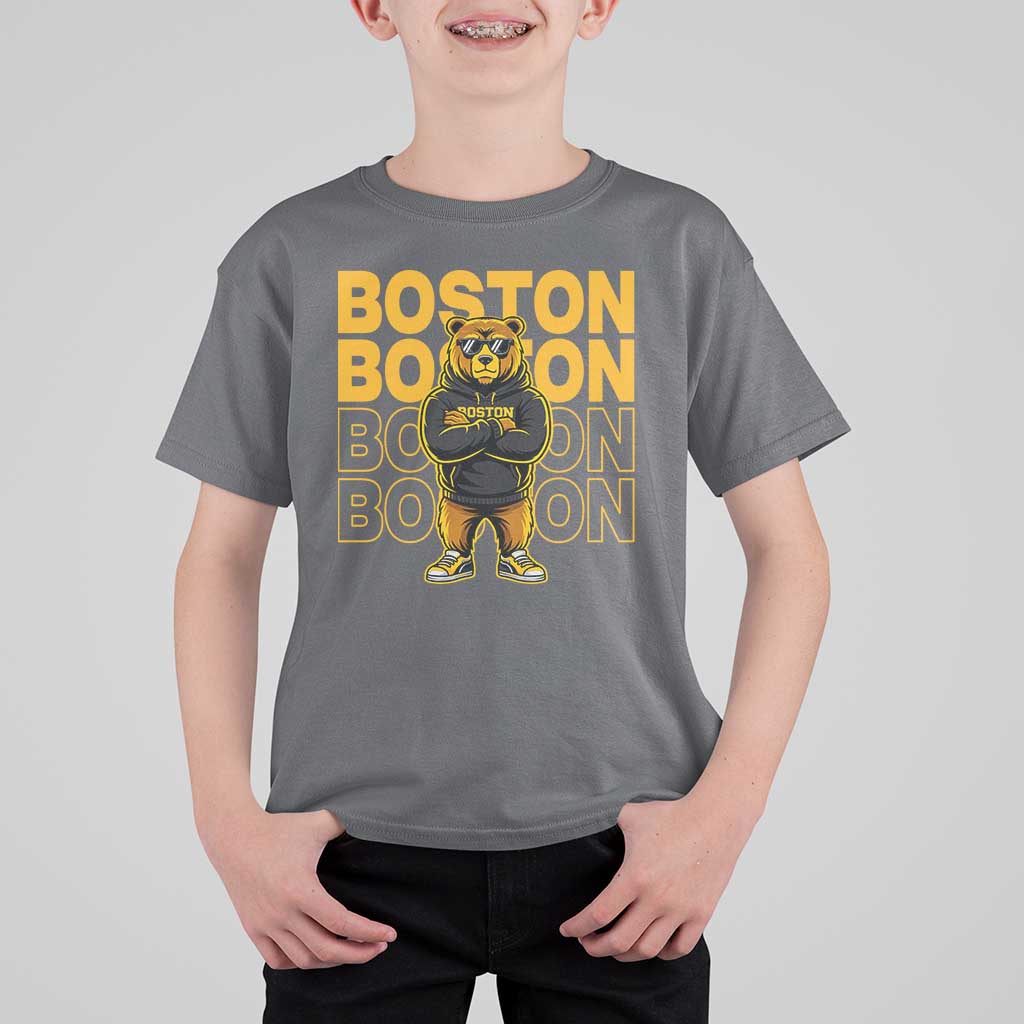 Retro Boston Ice Hockey T Shirt For Kid Fear The Bear