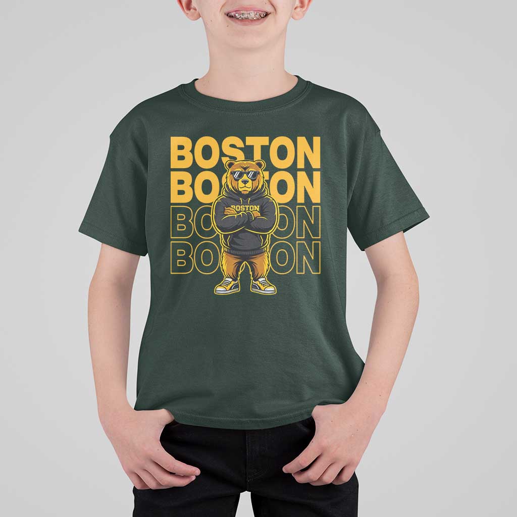 Retro Boston Ice Hockey T Shirt For Kid Fear The Bear