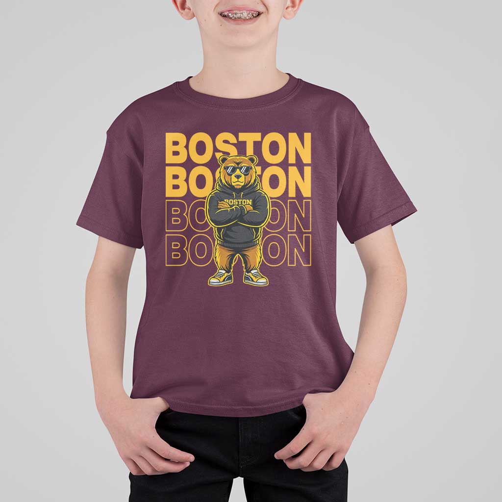 Retro Boston Ice Hockey T Shirt For Kid Fear The Bear