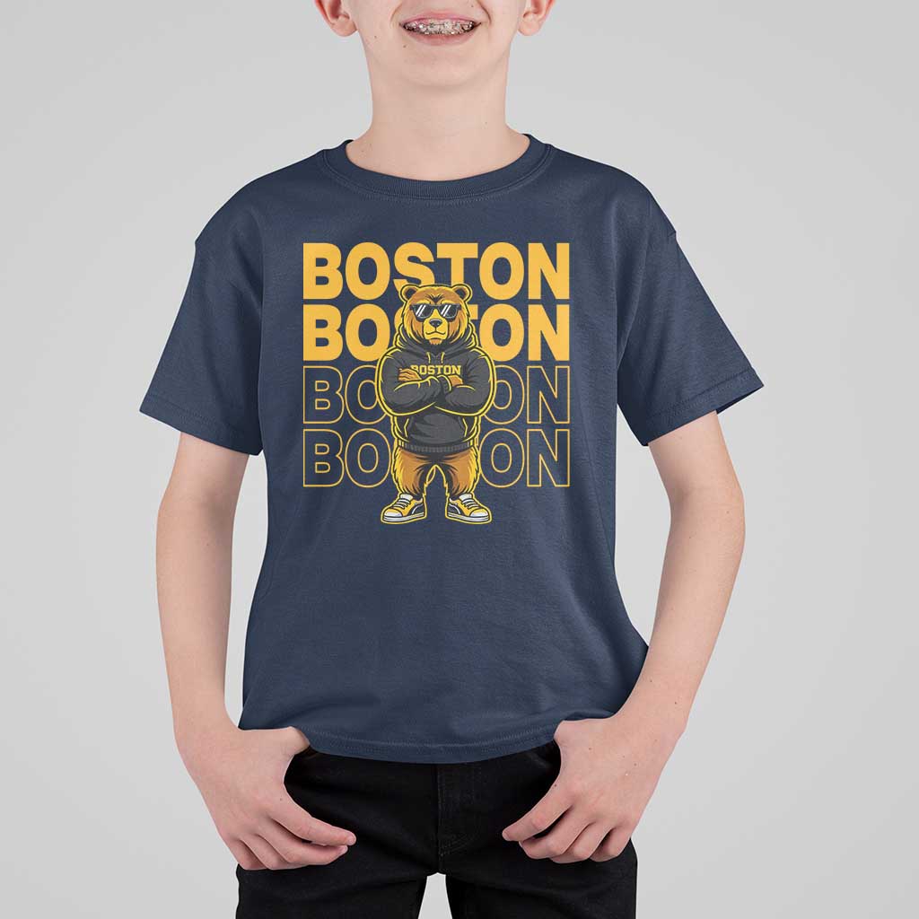 Retro Boston Ice Hockey T Shirt For Kid Fear The Bear