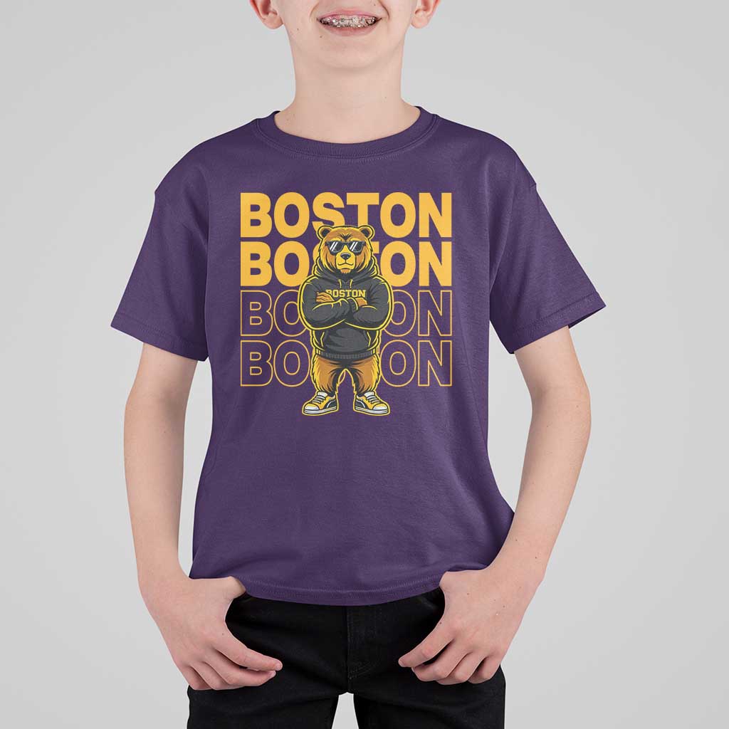 Retro Boston Ice Hockey T Shirt For Kid Fear The Bear