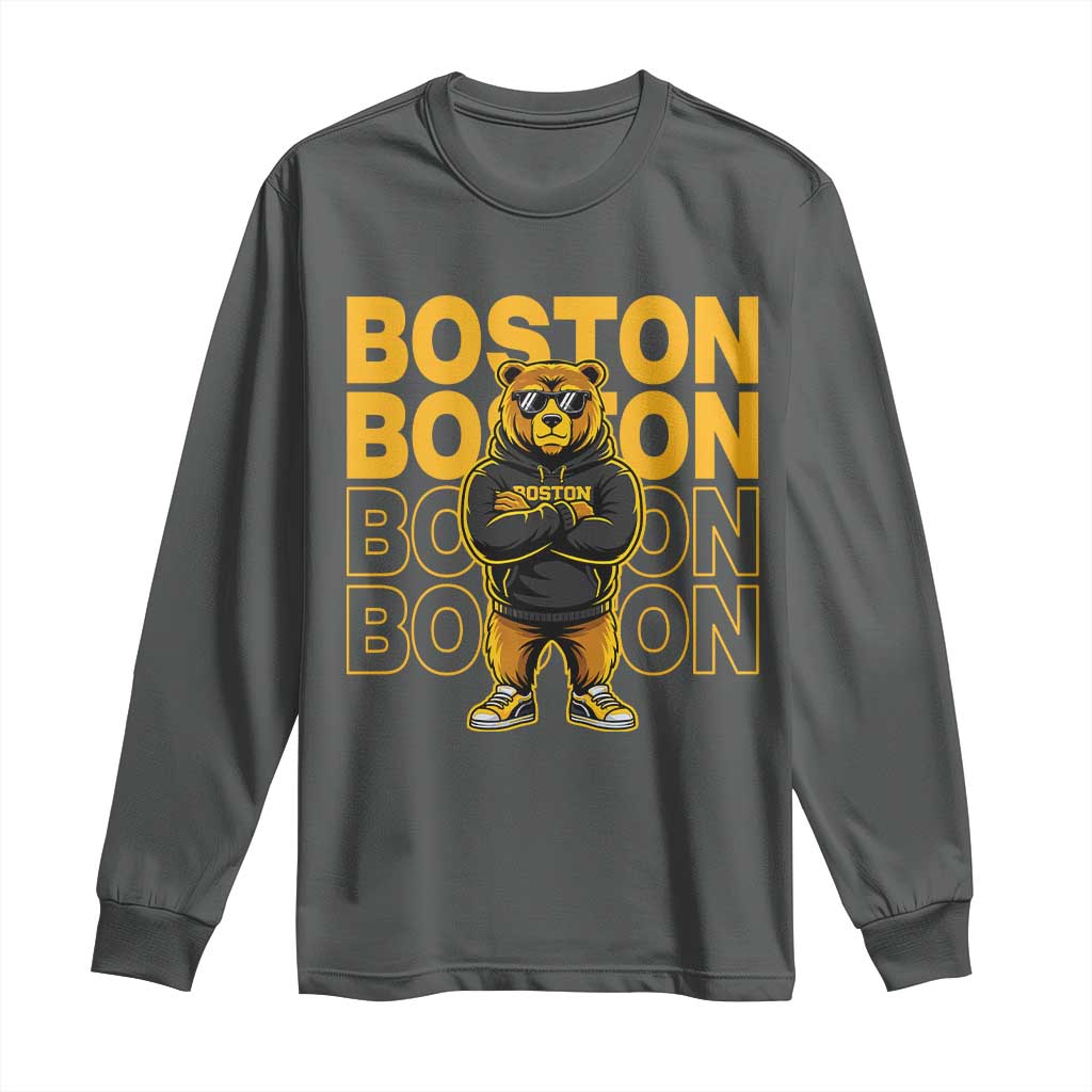 Retro Boston Ice Hockey Long Sleeve Shirt Fear The Bear