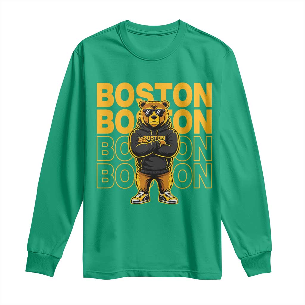 Retro Boston Ice Hockey Long Sleeve Shirt Fear The Bear