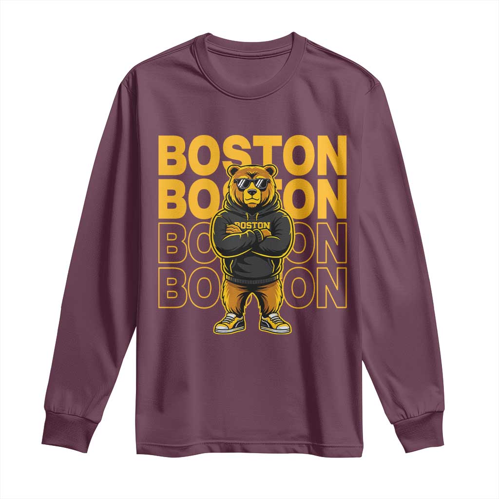 Retro Boston Ice Hockey Long Sleeve Shirt Fear The Bear