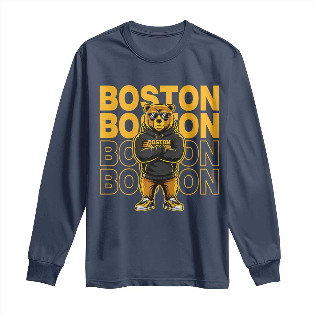 Retro Boston Ice Hockey Long Sleeve Shirt Fear The Bear