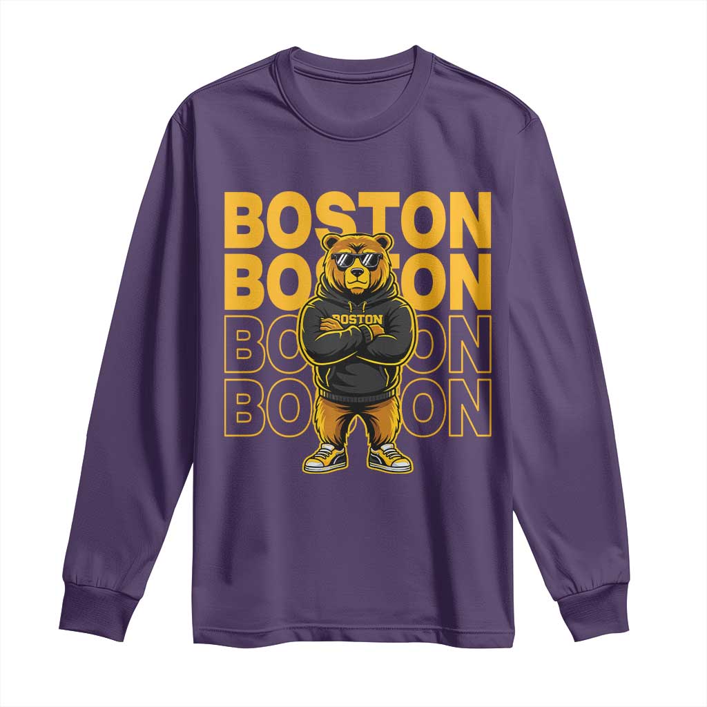 Retro Boston Ice Hockey Long Sleeve Shirt Fear The Bear