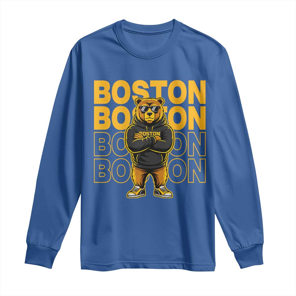 Retro Boston Ice Hockey Long Sleeve Shirt Fear The Bear