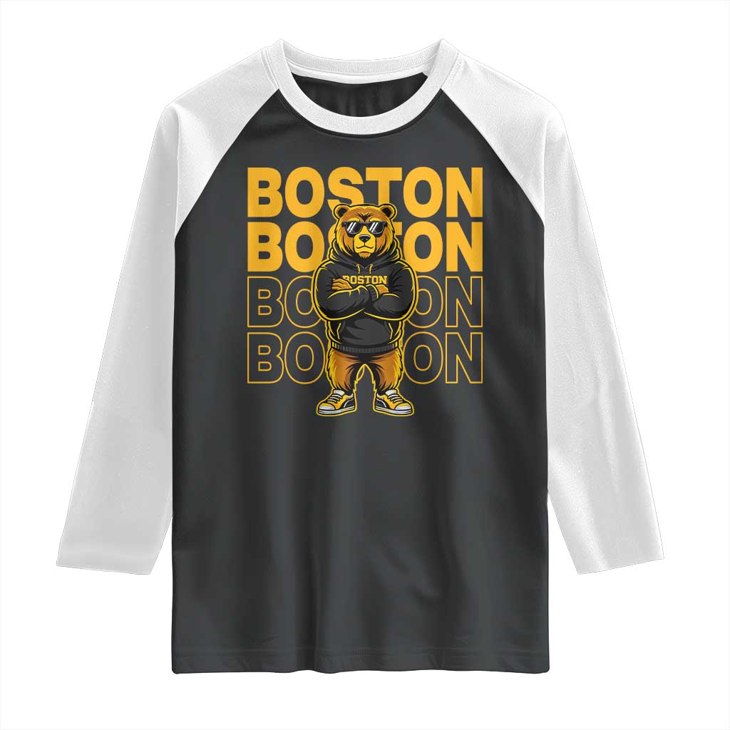 Retro Boston Ice Hockey Raglan Shirt Fear The Bear