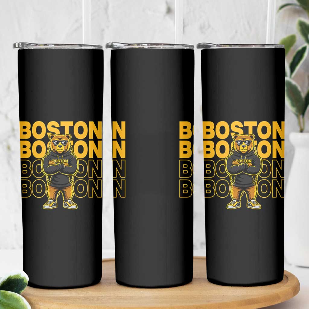 Retro Boston Ice Hockey Skinny Tumbler Fear The Bear