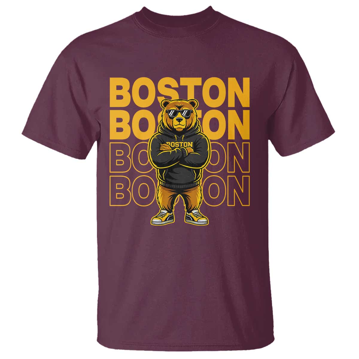 Retro Boston Ice Hockey T Shirt Fear The Bear