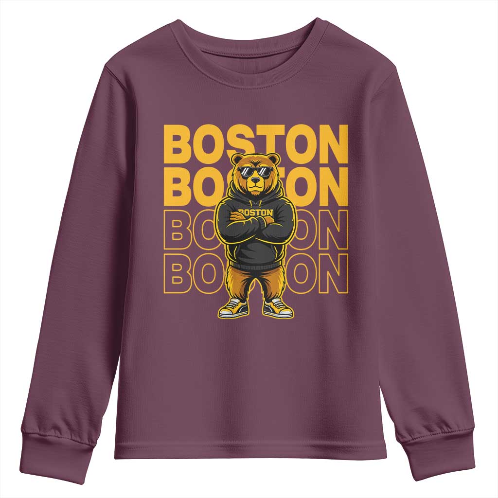 Retro Boston Ice Hockey Youth Sweatshirt Fear The Bear