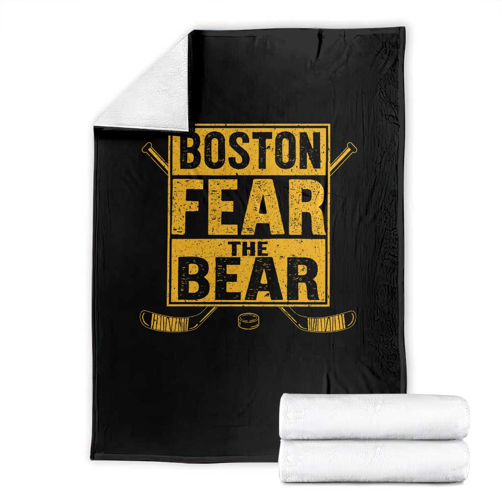 Boston Ice Hockey Throw Blanket Fear The Bear