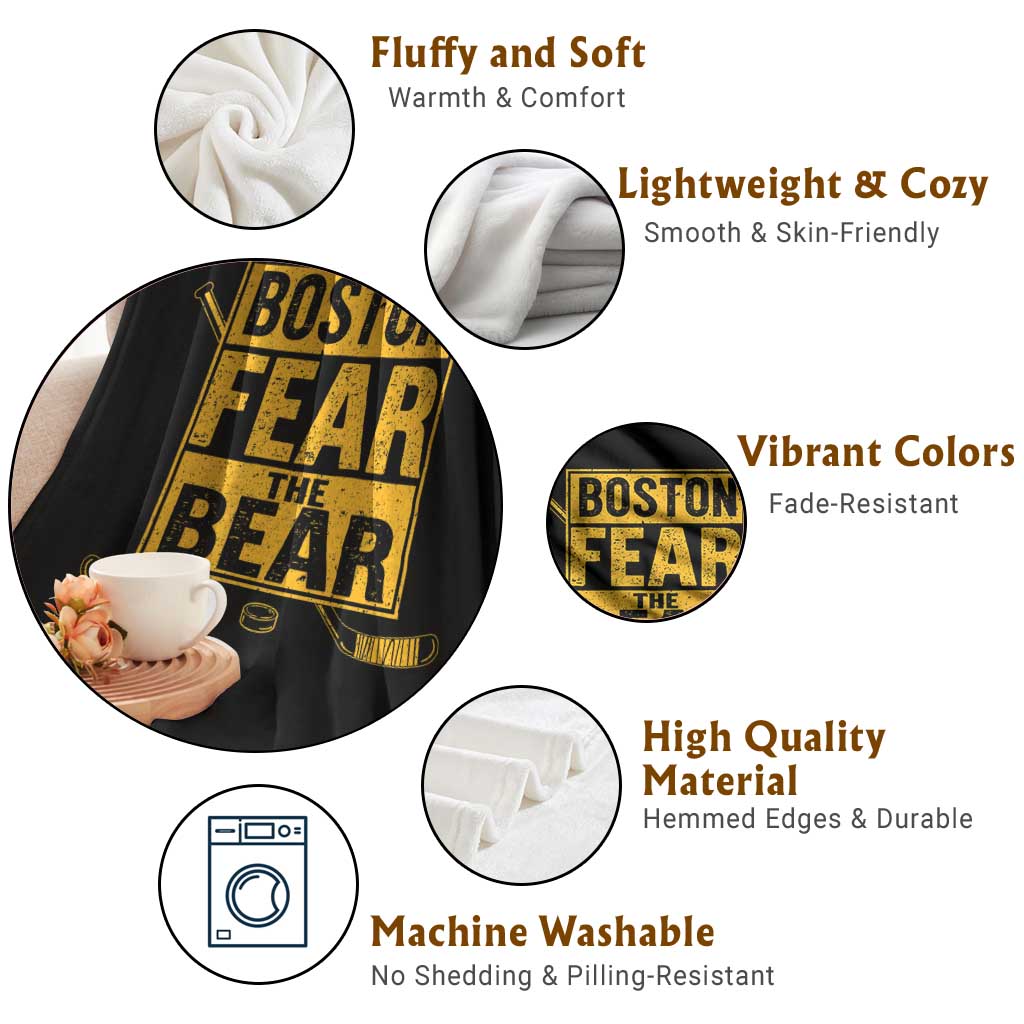 Boston Ice Hockey Throw Blanket Fear The Bear