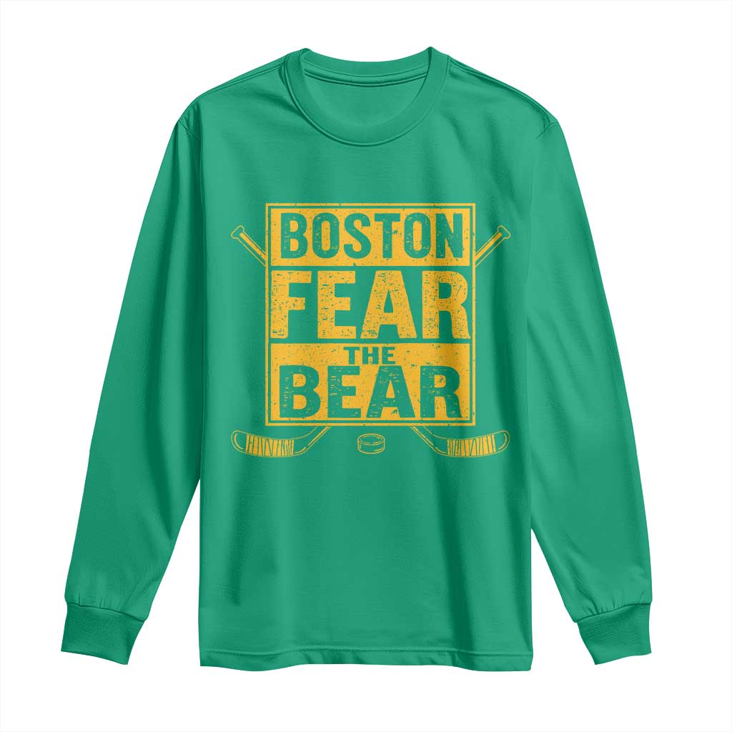 Boston Ice Hockey Long Sleeve Shirt Fear The Bear