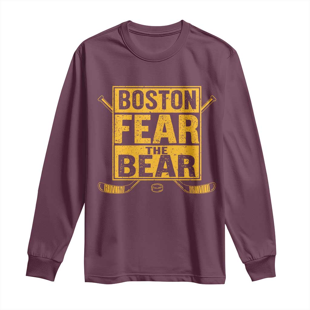 Boston Ice Hockey Long Sleeve Shirt Fear The Bear