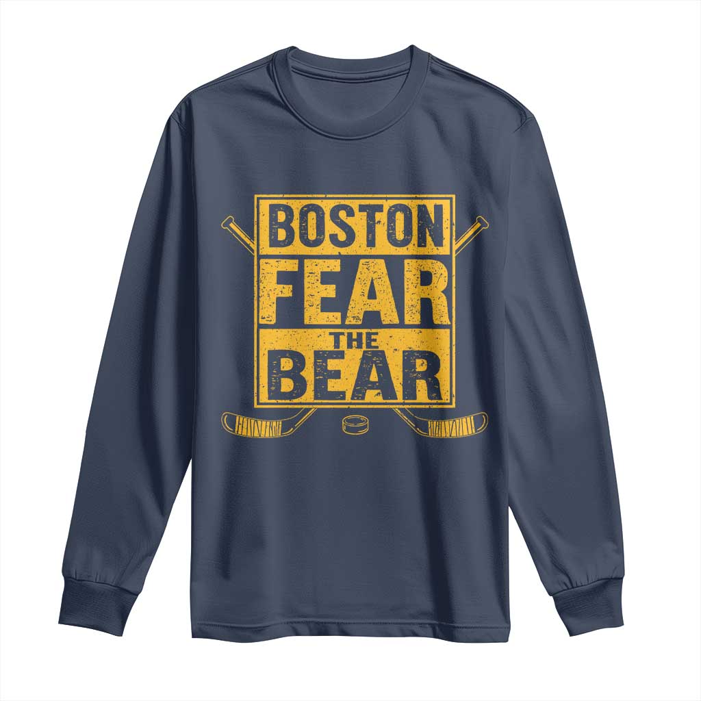 Boston Ice Hockey Long Sleeve Shirt Fear The Bear