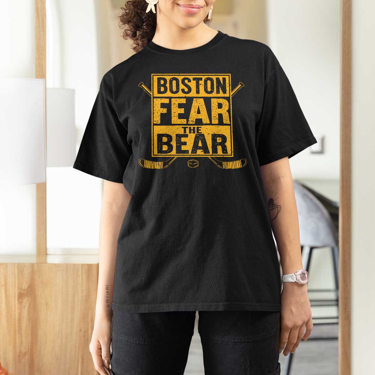 Boston Ice Hockey T Shirt For Women Fear The Bear