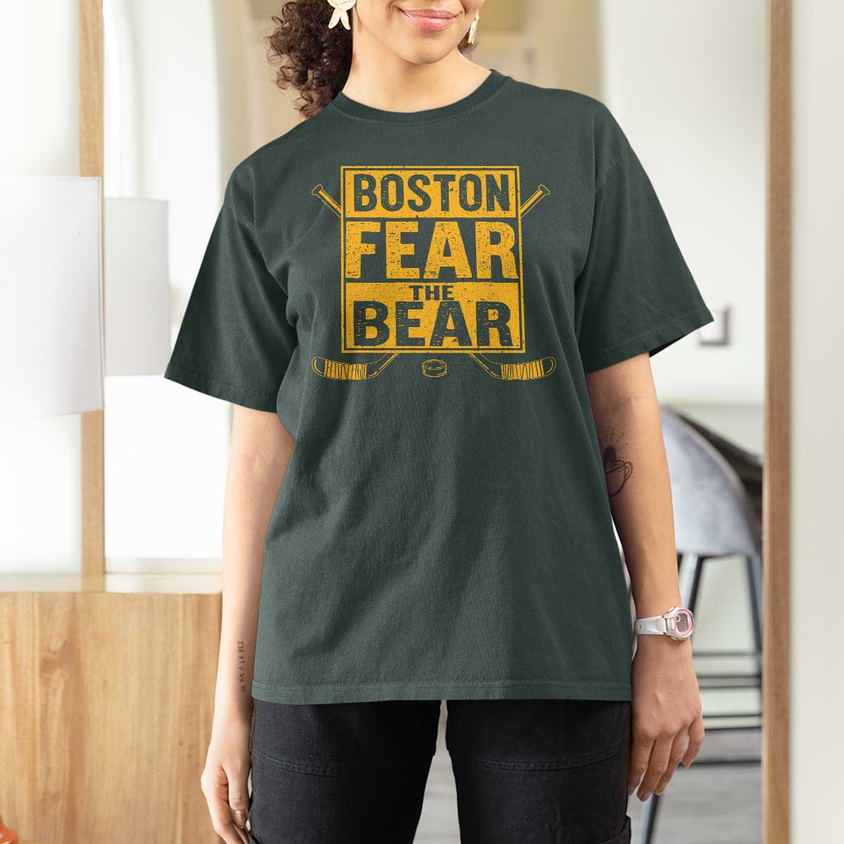Boston Ice Hockey T Shirt For Women Fear The Bear