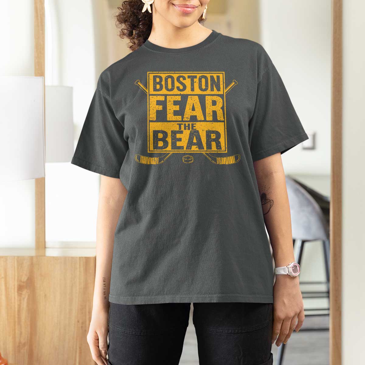 Boston Ice Hockey T Shirt For Women Fear The Bear