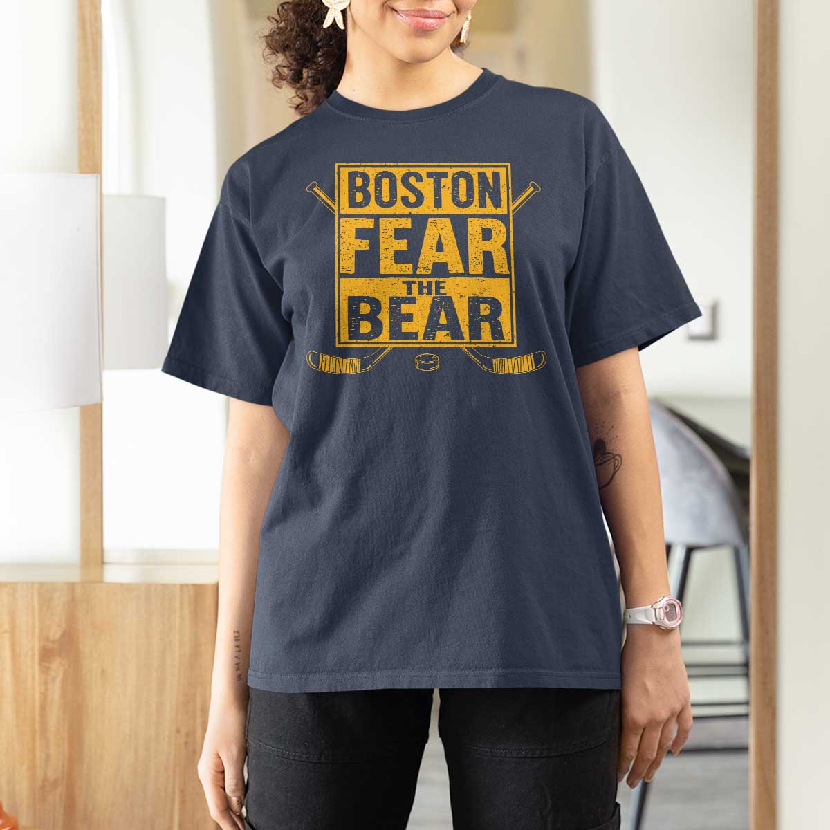 Boston Ice Hockey T Shirt For Women Fear The Bear
