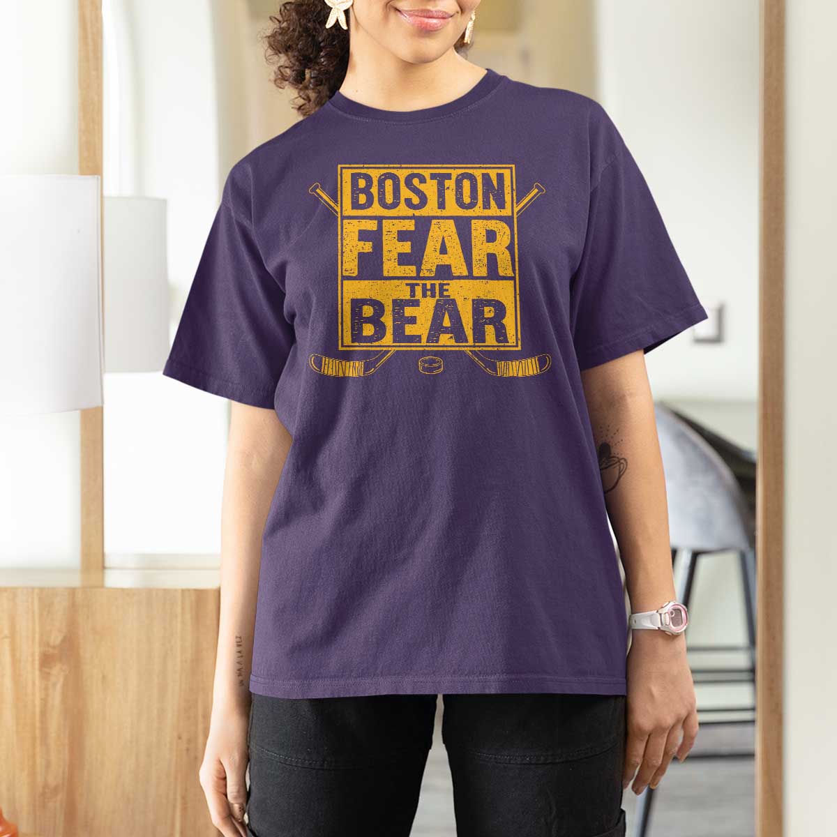 Boston Ice Hockey T Shirt For Women Fear The Bear
