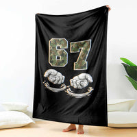 Funny Six Seven 6 7 Meme Throw Blanket Gen Alpha Slang 6 7 Hands Camo Boy Girl
