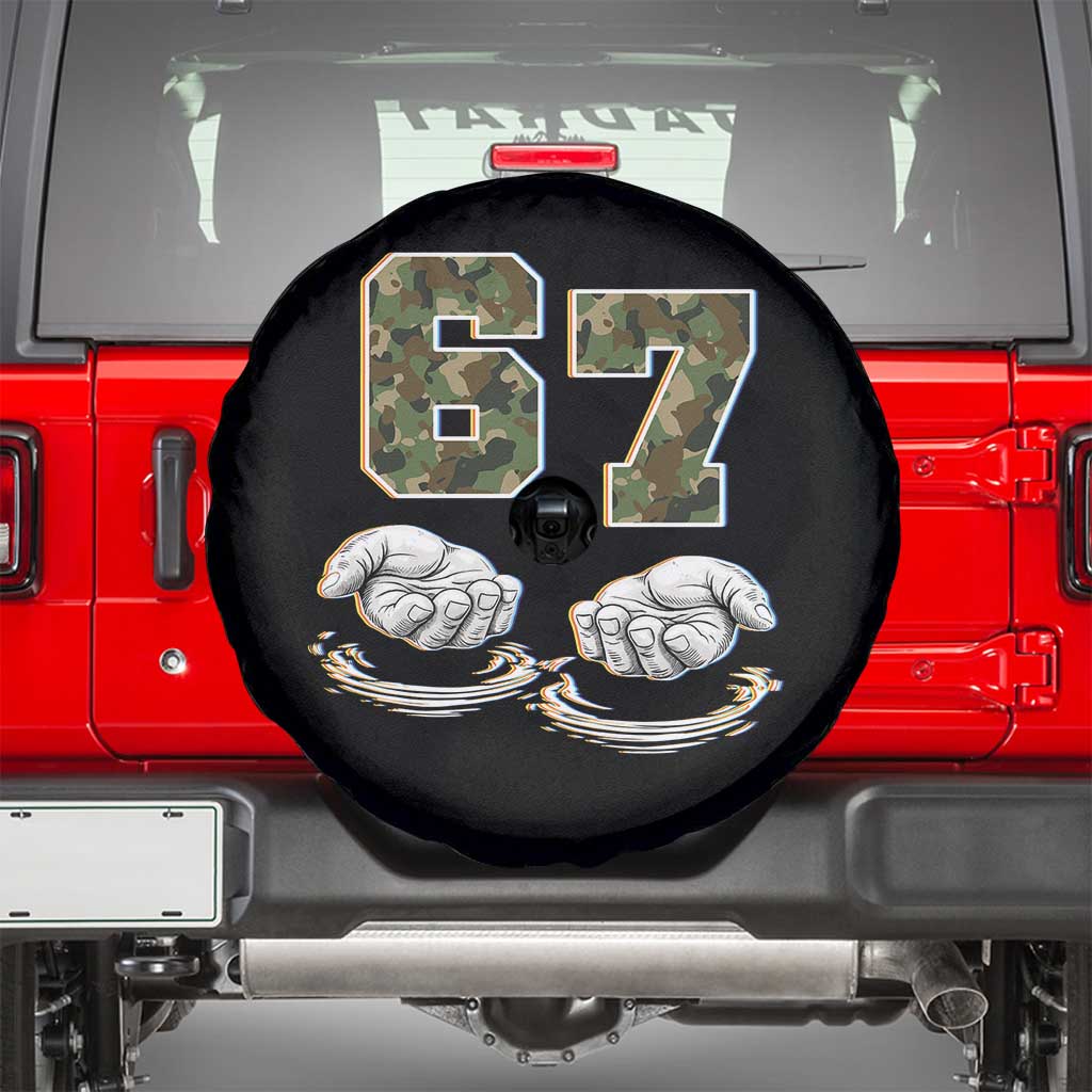 Funny Six Seven 6 7 Meme Spare Tire Cover Gen Alpha Slang 6 7 Hands Camo Boy Girl