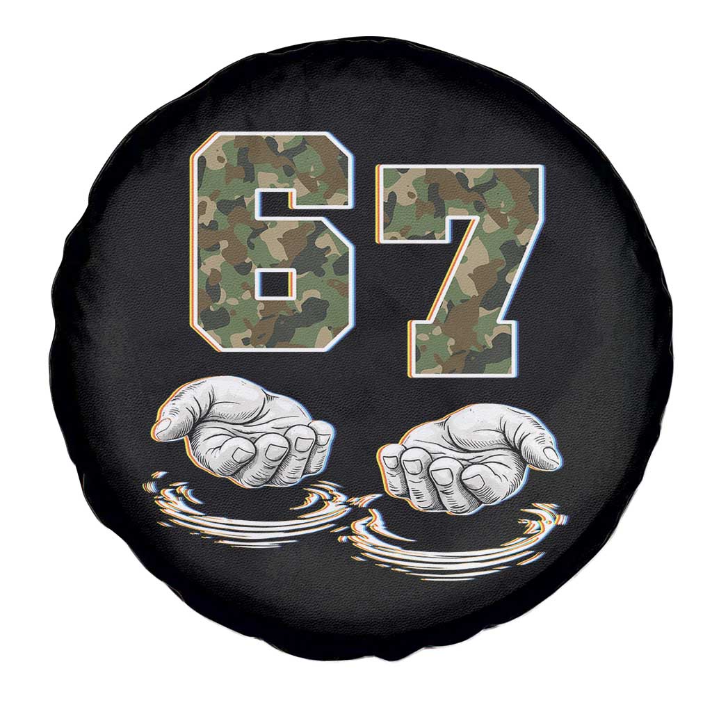 Funny Six Seven 6 7 Meme Spare Tire Cover Gen Alpha Slang 6 7 Hands Camo Boy Girl