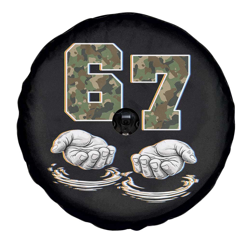 Funny Six Seven 6 7 Meme Spare Tire Cover Gen Alpha Slang 6 7 Hands Camo Boy Girl