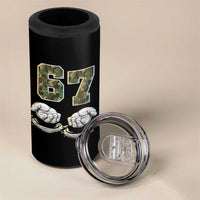 Funny Six Seven 6 7 Meme 4 in 1 Can Cooler Tumbler Gen Alpha Slang 6 7 Hands Camo Boy Girl