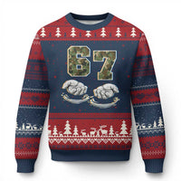 Funny Six Seven 6 7 Meme Ugly Christmas Sweater Gen Alpha Slang 6 7 Hands Camo Boy Girl