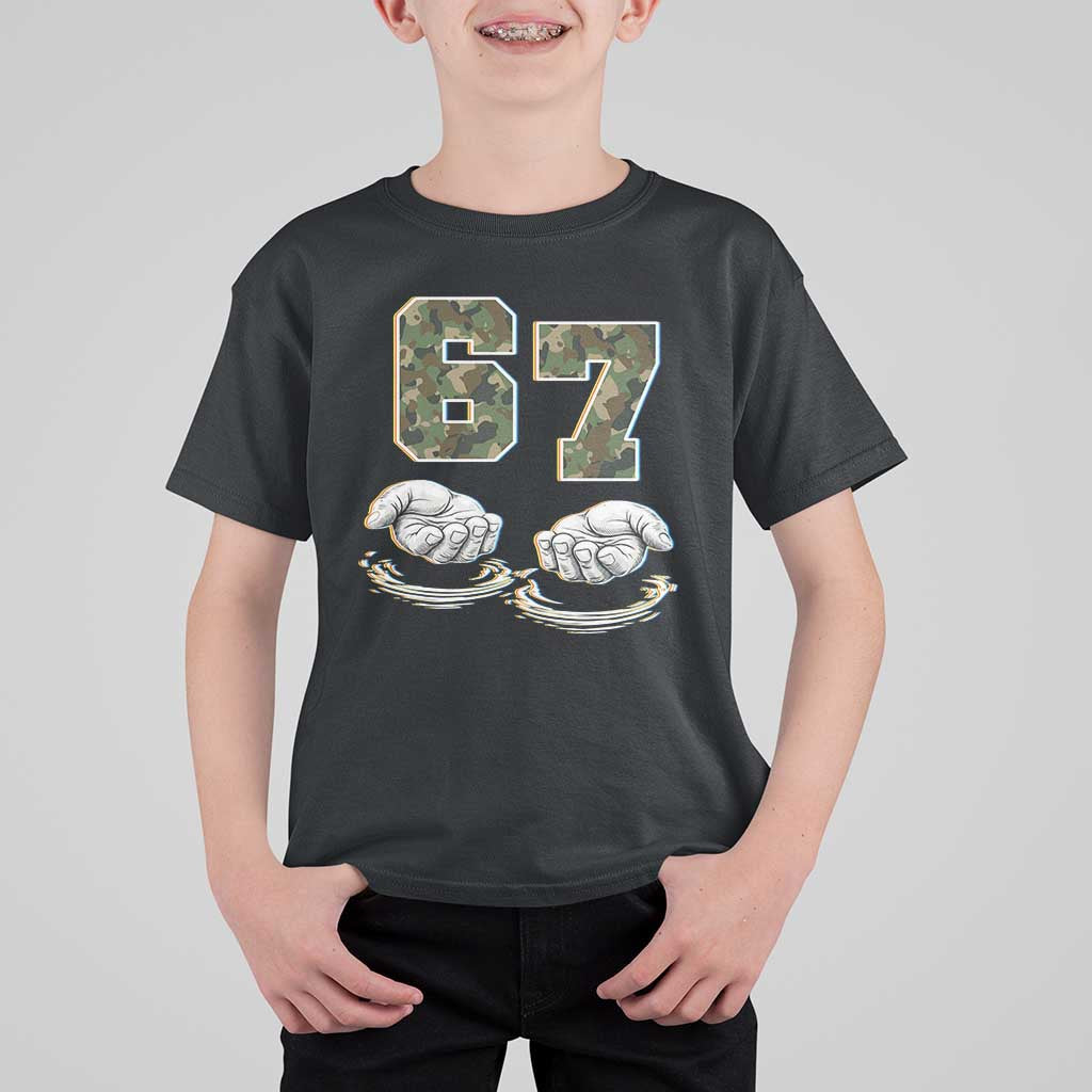 Funny Six Seven 6 7 Meme T Shirt For Kid Gen Alpha Slang 6 7 Hands Camo Boy Girl