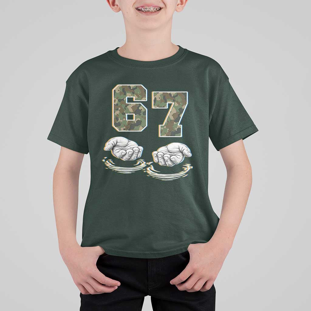 Funny Six Seven 6 7 Meme T Shirt For Kid Gen Alpha Slang 6 7 Hands Camo Boy Girl
